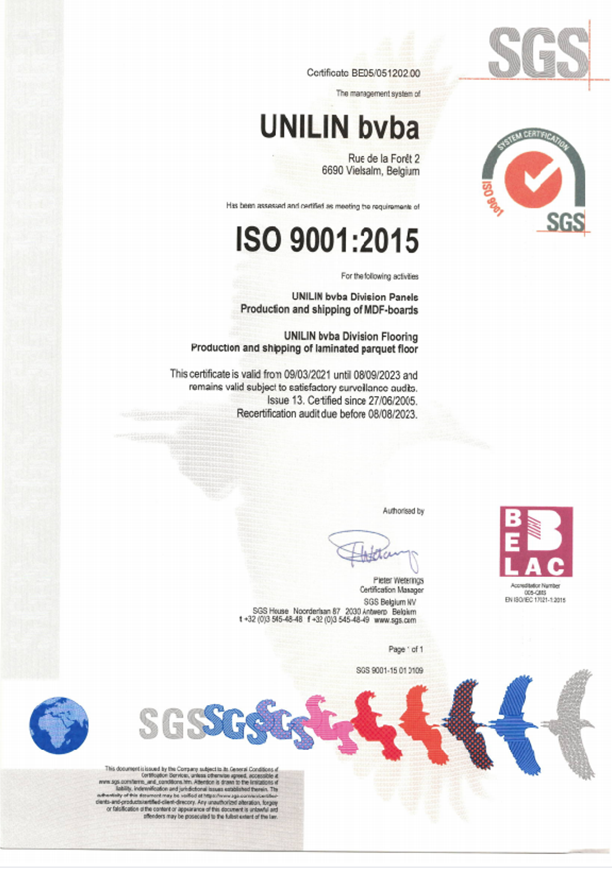 ISO9001（強化複合地板）